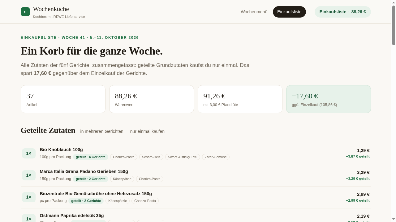REWE Warenkorb